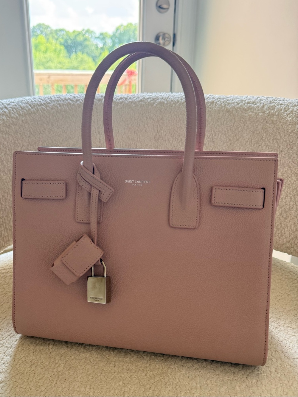 Saint Laurent Pink Leather Top-Handle Tote